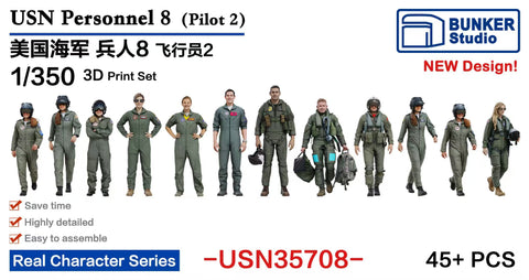 Bunker Studio USN35708 1/350 USN Personnel 8
