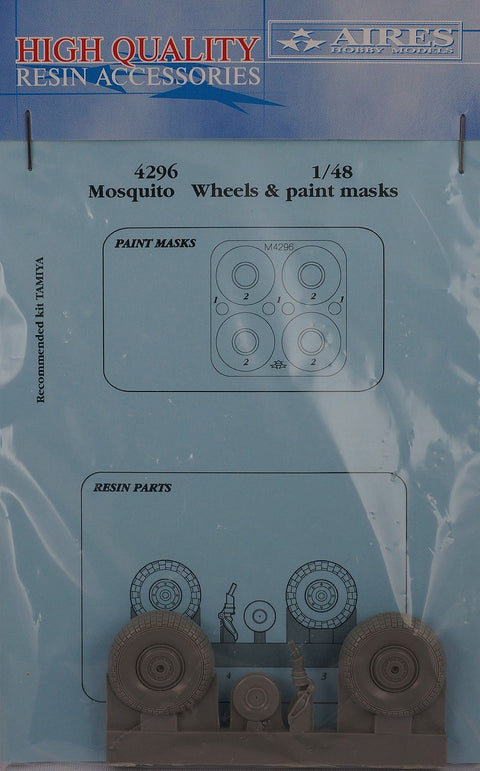 Aires 4296 1/48 Mosquito wheels & paint masks (For TAMIYA)