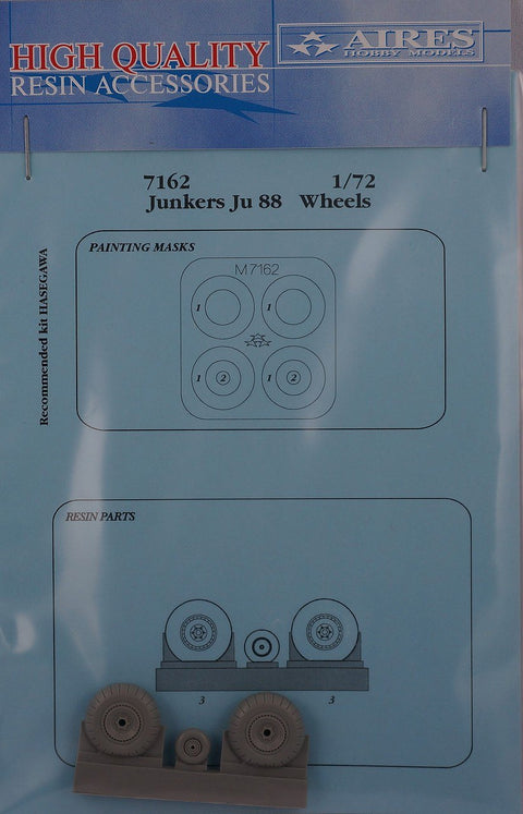 Aires 7162 1/72 Ju 88 wheels & paint masks (For HASEGAWA)