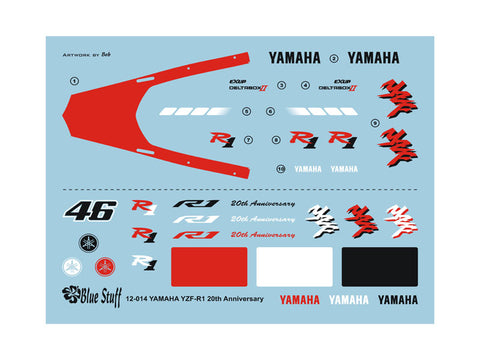 Blue Stuff BS 12-014 1/12 YAMAHA YZF-R1 20th Anniversary - 1/12 Decals TAMIYA 14133