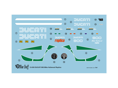 Blue Stuff BS 12-030 1/12 DUCATI 900 Mike Hailwwod Replica - 1/12 Decals TAMIYA 14019