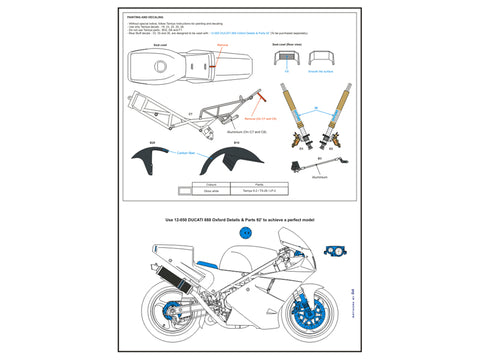 Blue Stuff BS 12-048 1/12 DUCATI 888 OXFORD Products Daytona 200 AMA 92' / Steve HISLOP - 1/12 Decals TAMIYA 14063