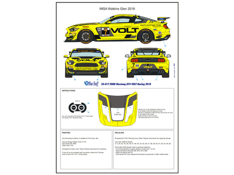 Blue Stuff BS 24-017 1/24 FORD Mustang GT4 Volt Racing 2018 - 1/24 Decals TAMIYA 24354