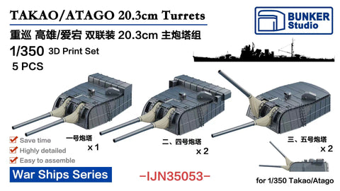 Bunker Studio IJN35053 1/350 Takao/Atago 20.3cm Gun Turrets