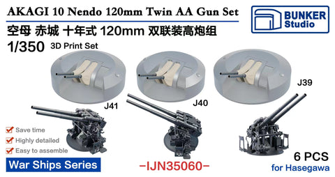 Bunker Studio IJN35060 1/350 IJN AKAGI 10 Nendo 120mm Twin AA Gun Set