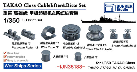 Bunker Studio IJN35188 1/350 IJN TAKAO Class Cablelifter&Bitts Set