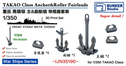 Bunker Studio IJN35190 1/350 IJN TAKAO Class Anchor&Roller Fairleads