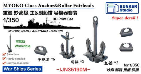 Bunker Studio IJN35190M 1/350 IJN MYOKO Class Anchor&Roller Fairleads
