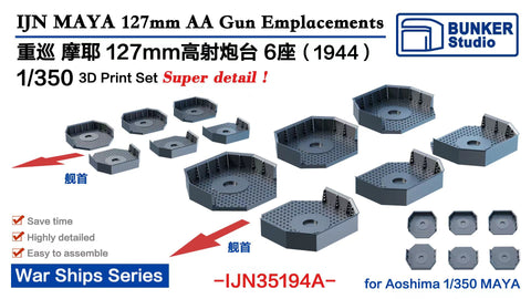 Bunker Studio IJN35194A 1/350 IJN MAYA 127 AA Gun Emplacements