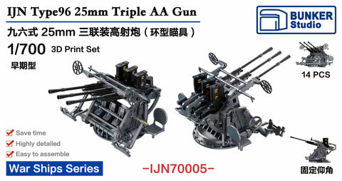Bunker Studio IJN70005 1/700 IJN Type96 25mm Triple AA Gun Iron Sight (Early Type )
