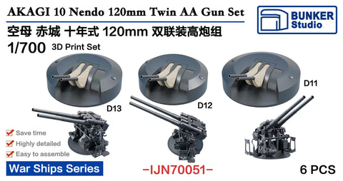 Bunker Studio IJN70051 1/700 IJN AKAGI 10 Nendo 120mm Twin AA Gun Set