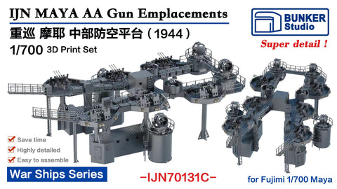 Bunker Studio IJN70131C 1/700 IJN MAYA AA Gun Emplacement (1944)