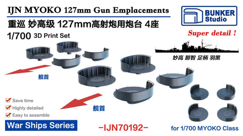 Bunker Studio IJN70192 1/700 IJN MYOKO Class 127mm AA Gun Emplacecements