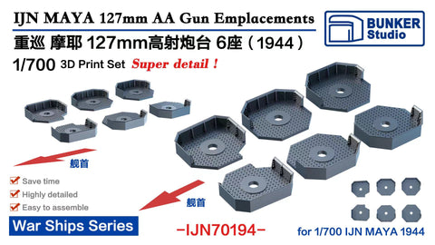Bunker Studio IJN70194 1/700 IJN MAYA 127mm AA Gun Emplacecements 1944