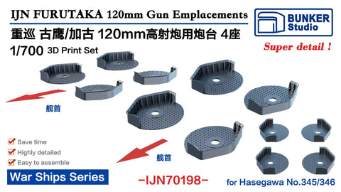 Bunker Studio IJN70198 1/700 FRUTAKA Class 120mm AA Gun Emplacecements