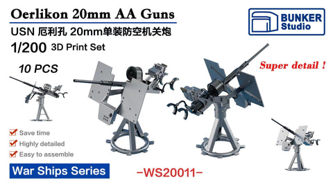 Bunker Studio WS20011 1/200 USN Oerlikon 20mm AA Guns (Tripod )
