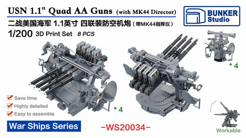 Bunker Studio WS20034 1/200 1.1" Quad AA Guns (with MK44 Director)