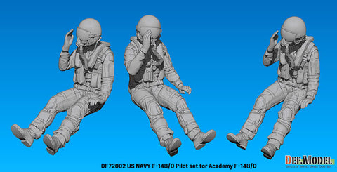 DEF Model DF72002 1/72 US F-14B/D Pilot set (for Academy New tooled F-14B/D)(3d Printed kit) - 2 Fig.