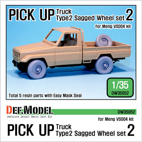 DEF Model DW35052 1/35 Pick up truck Type 2 Sagged Wheel set 2 (for Meng VS004 1/35)