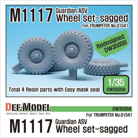 DEF Model DW35058 1/35 US M1117 Guardian ASV Sagged Wheel set (for Trumpeter 1/35)