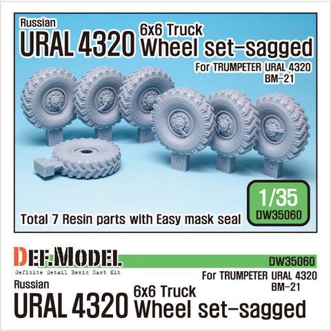 DEF Model DW35060 1/35 Russian URAL-4320 Truck / BM21 Sagged Wheel set (for Trumpeter 1/35)