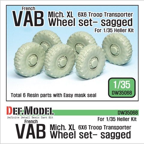 DEF Model DW35068 1/35 French VAB Sagged Wheel set 1-Mich. XL (for Heller 1/35 6 wheel included)