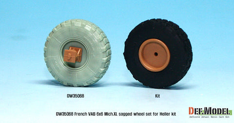 DEF Model DW35068 1/35 French VAB Sagged Wheel set 1-Mich. XL (for Heller 1/35 6 wheel included)