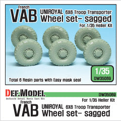 DEF Model DW35069 1/35 French VAB Sagged Wheel set 2-Uniroyal (for Heller 1/35 6 wheel included)