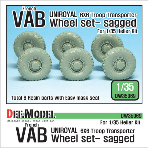 DEF Model DW35069 1/35 French VAB Sagged Wheel set 2-Uniroyal (for Heller 1/35 6 wheel included)