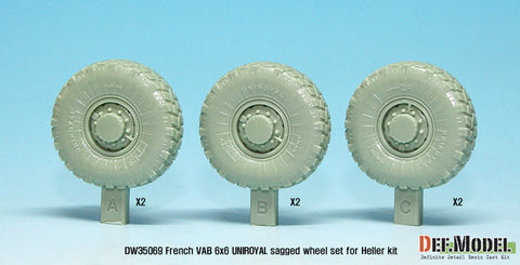 DEF Model DW35069 1/35 French VAB Sagged Wheel set 2-Uniroyal (for Heller 1/35 6 wheel included)