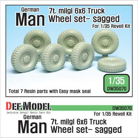 DEF Model DW35070 1/35 German Man 7t. milgl 6x6 Truck Sagged Wheel set (for Revell 1/35)
