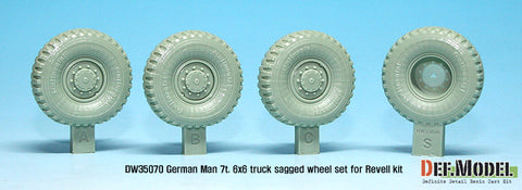 DEF Model DW35070 1/35 German Man 7t. milgl 6x6 Truck Sagged Wheel set (for Revell 1/35)