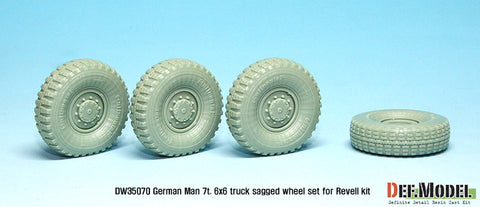 DEF Model DW35070 1/35 German Man 7t. milgl 6x6 Truck Sagged Wheel set (for Revell 1/35)