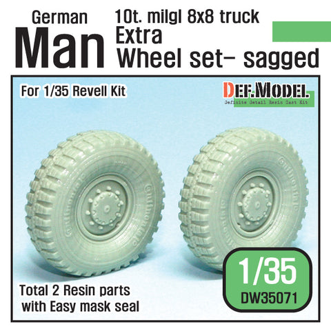 DEF Model DW35071 1/35 German Man milgl Truck Extra 2ea Sagged Wheel set (for Revell Man 10t 1/35)