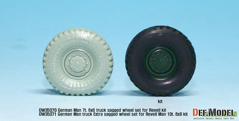 DEF Model DW35071 1/35 German Man milgl Truck Extra 2ea Sagged Wheel set (for Revell Man 10t 1/35)