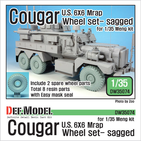DEF Model DW35074 1/35 US Cougar 6X6 Mrap Sagged Wheel set - 2 Spare wheel (for Meng 1/35)