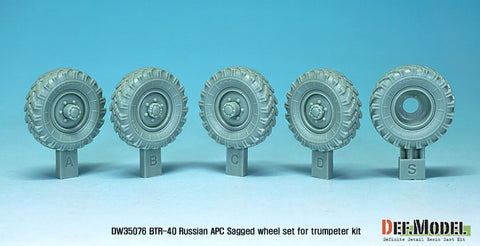 DEF Model DW35076 1/35 Russian BTR-40 Sagged Wheel set (for Trumpeter 1/35)