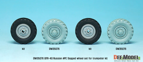 DEF Model DW35076 1/35 Russian BTR-40 Sagged Wheel set (for Trumpeter 1/35)