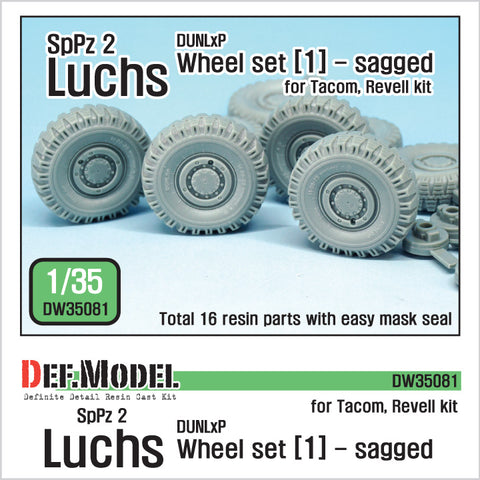 DEF Model DW35081 1/35 German Luchs 8X8 Dunlxp Sagged Wheel set-1 (for Tacom/Revell 1/35)