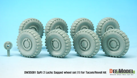 DEF Model DW35081 1/35 German Luchs 8X8 Dunlxp Sagged Wheel set-1 (for Tacom/Revell 1/35)