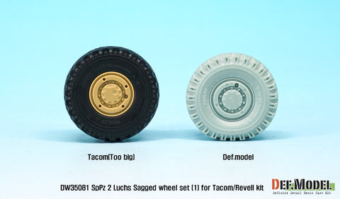 DEF Model DW35081 1/35 German Luchs 8X8 Dunlxp Sagged Wheel set-1 (for Tacom/Revell 1/35)