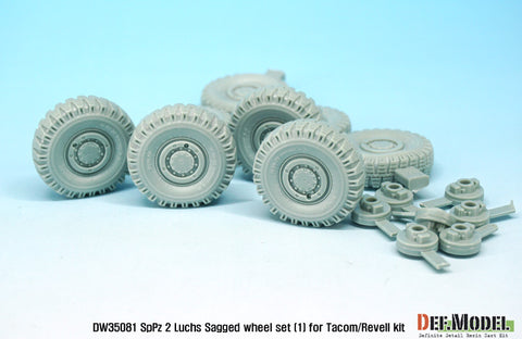 DEF Model DW35081 1/35 German Luchs 8X8 Dunlxp Sagged Wheel set-1 (for Tacom/Revell 1/35)