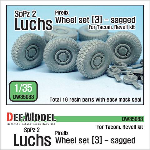 DEF Model DW35083 1/35 German Luchs 8X8 Pirxlli Sagged Wheel set-3 (for Tacom/Revell 1/35)