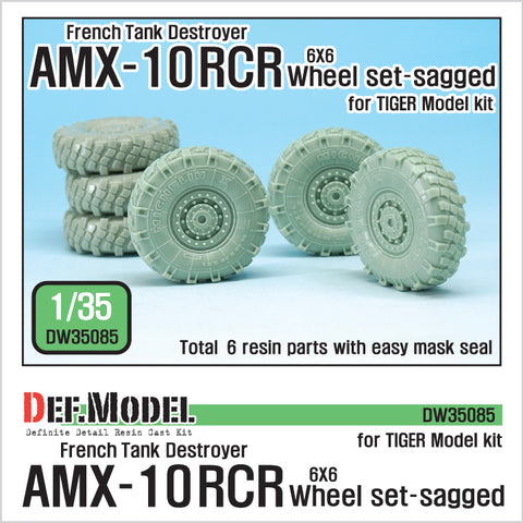 DEF Model DW35085 1/35 French AMX-10 RCR Tank Destroyer 6x6 Sagged Wheel set (for Tiger model 1/35)
