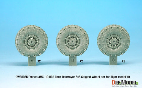DEF Model DW35085 1/35 French AMX-10 RCR Tank Destroyer 6x6 Sagged Wheel set (for Tiger model 1/35)