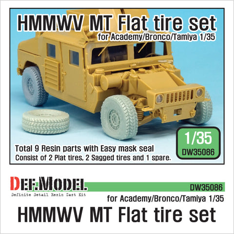 DEF Model DW35086 1/35 U.S. HMMWV MT Flat tire set (for Academy/Bronco/Tamiya 1/35