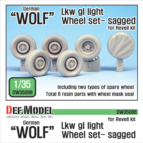 DEF Model DW35088 1/35 German Wolf Lkw gl light Sagged Wheel set (for Revell 1/35)
