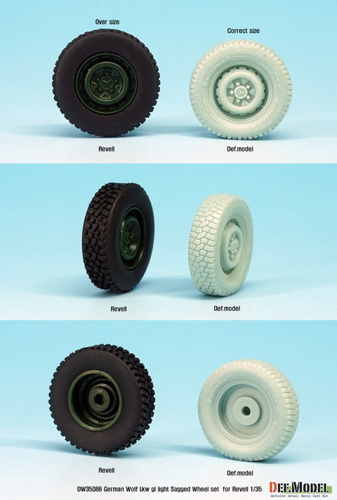 DEF Model DW35088 1/35 German Wolf Lkw gl light Sagged Wheel set (for Revell 1/35)