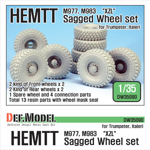 DEF Model DW35090 1/35 US HEMTT "XZL" M977,M983 Sagged Wheel set (for Trumpeter/Italeri 1/35)