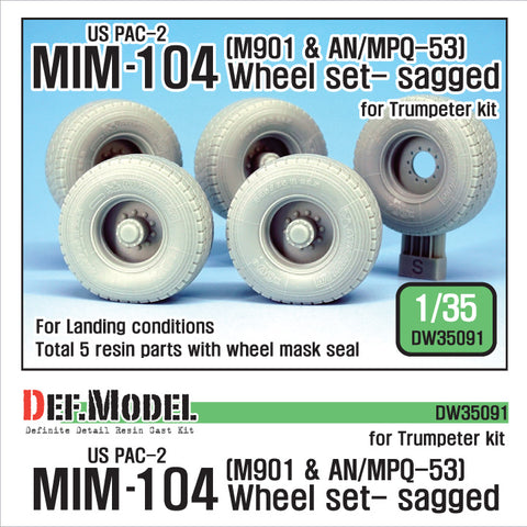 DEF Model DW35091 1/35 US MIM-104 M901 & AN/MPQ-53 Wheel set - Sagged (for Trumpeter 1/35)